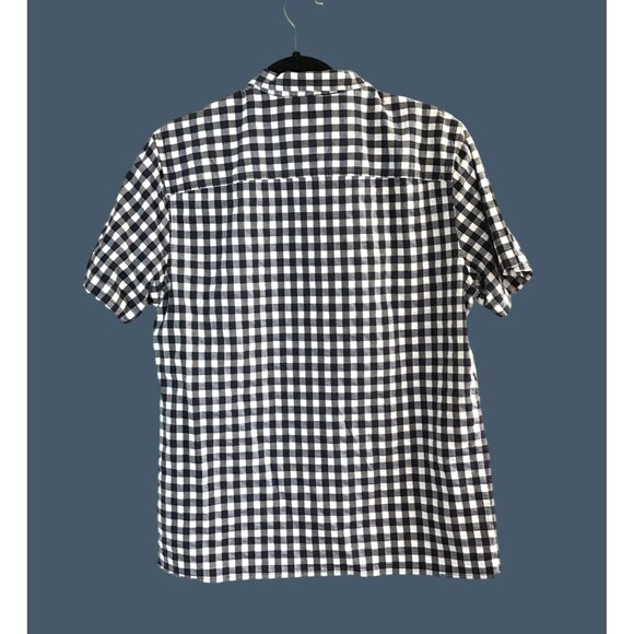 GOODIELLOW- MENS NAVY /WHITE SHORT SLEEVE COTTON BUTTON DOWN SHIRT SIZE MEDIUM - Picture 2 of 7